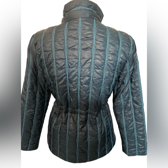 Cabi Poseidon Puffer 914 Teal Blue Mock Neck Zip Up Jacket Size Small - Picture 5 of 14